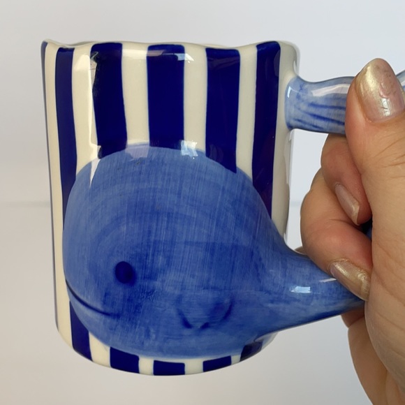 Striped Blue and White Whale Mug by The Old Pottery Company - Picture 10 of 11